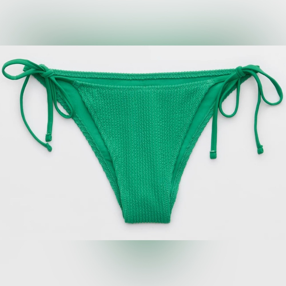 NWT Aerie Crinkle Cheekiest Tie Bikini Bottom in Jelly Bean Kelly Green - Sz XXL